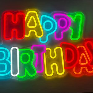 Rótulo de Neón - "Happy Birthday" Multicolor