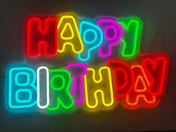 Rótulo de Neón - "Happy Birthday" Multicolor